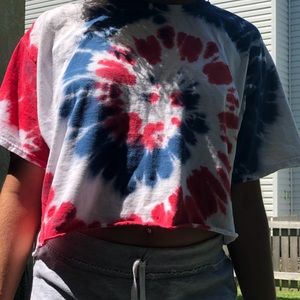 Tops | Red White Blue Tie Dye Crop Top | Poshmark